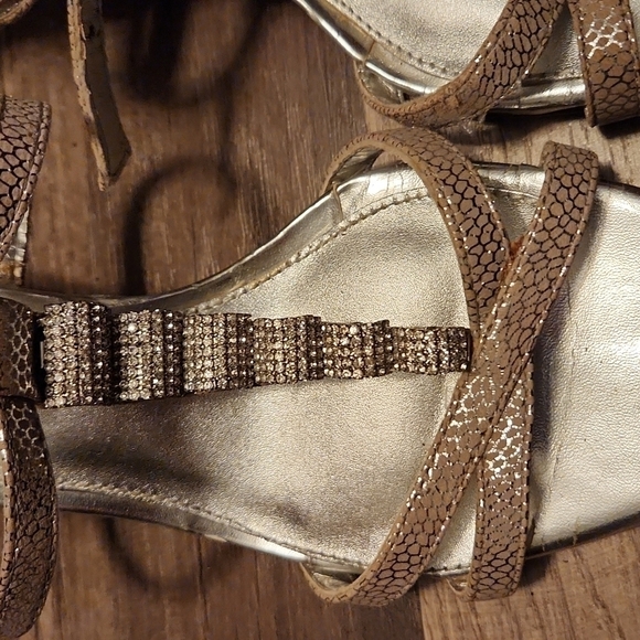 ANTONIO Melani Metallic Heel Beaded Sandals Size 9.5 Prom!! - Picture 2 of 6